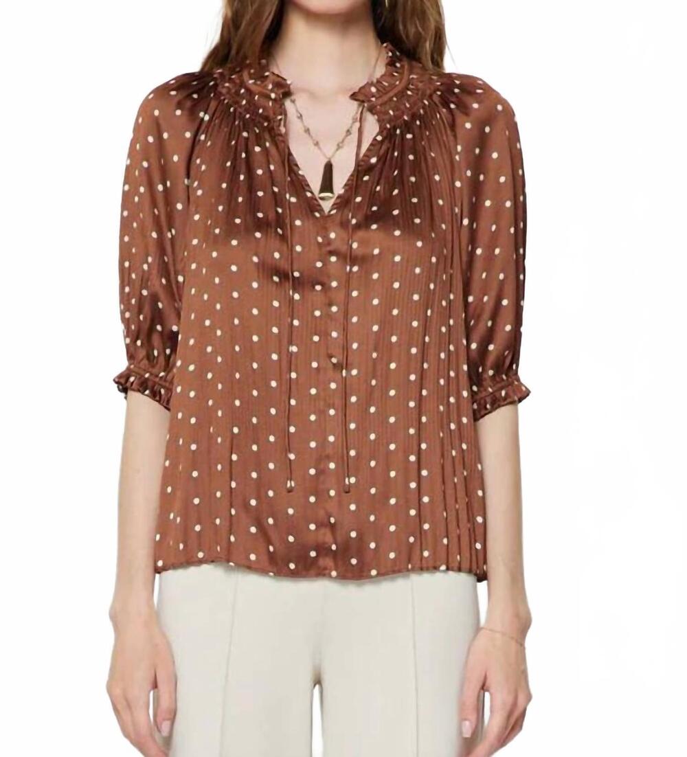 NEW CURRENT AIR polka dot peggy blouse in cocoa